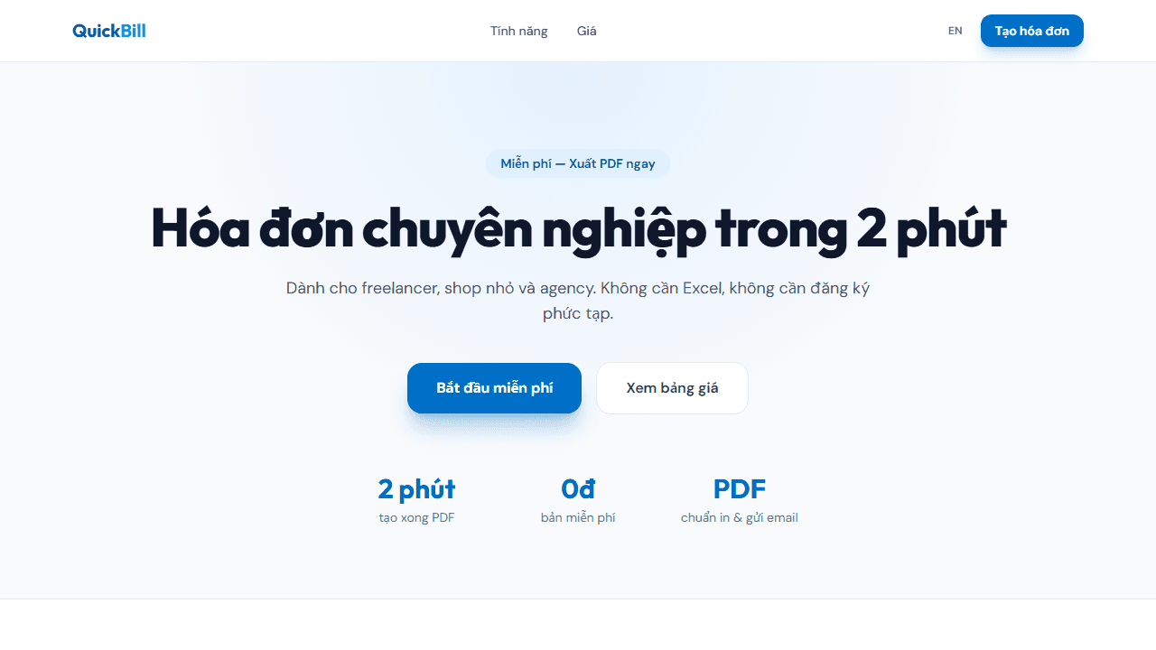 Giao diện QuickBill